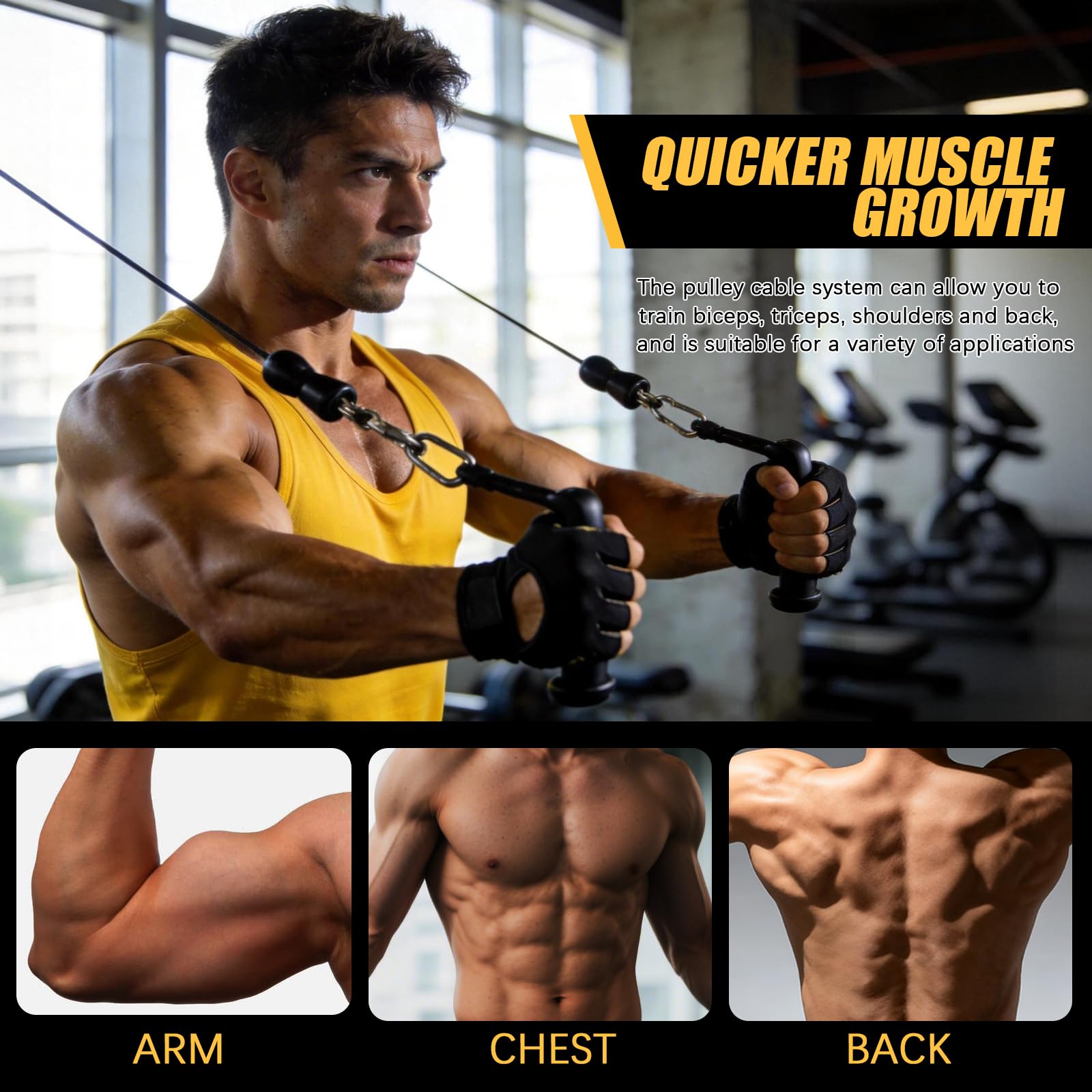 BRGD Sistemas de Poleas para Pesas para Gimnasio, DIY Triceps Polea Gym para Curls de Bíceps, Extensiones de Tríceps, Pulldowns Laterales, Remos y Aperturas