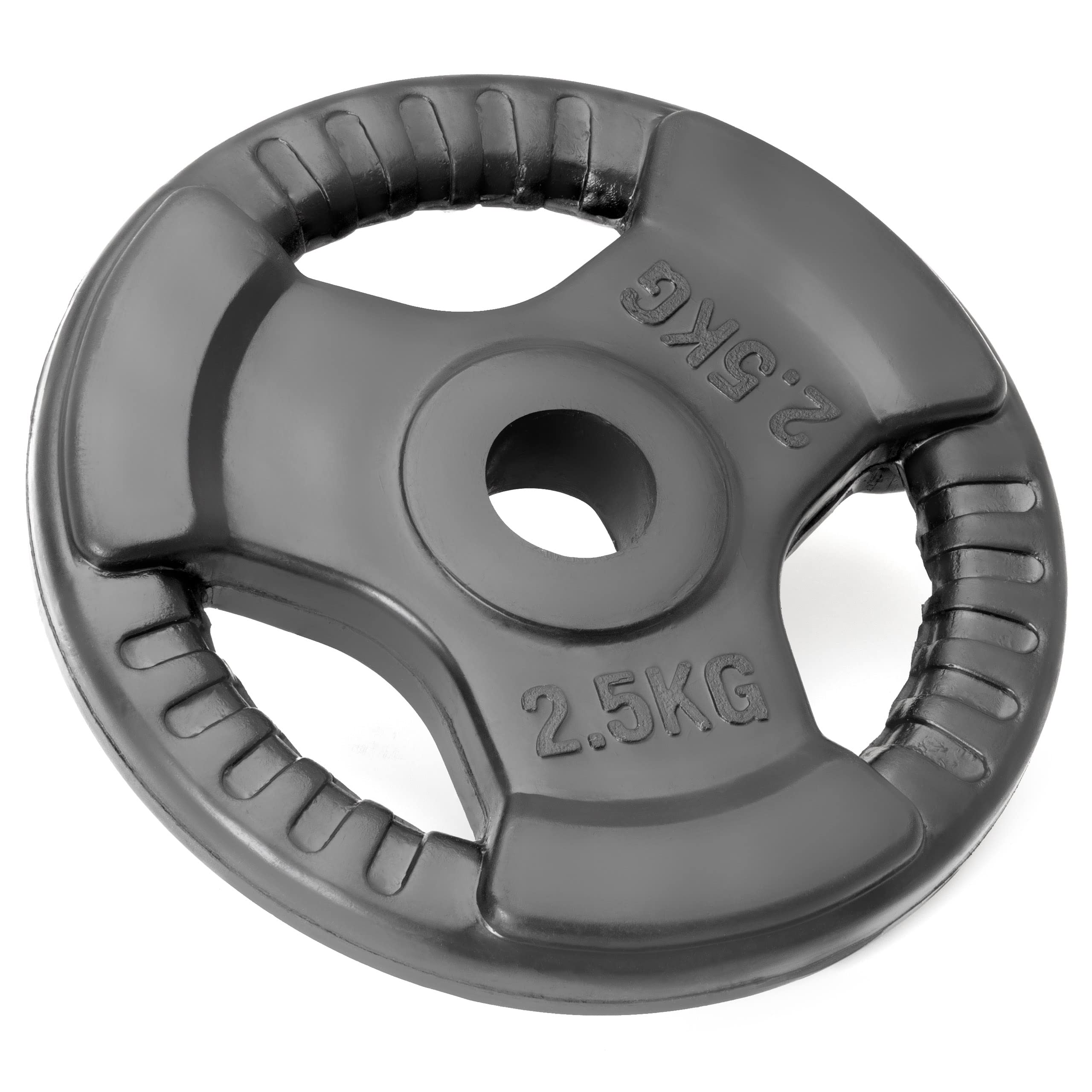 Hantelscheiben 2er Set Gewichtsplatte je 2,5 kg Gusseisen Gripper Gummi schwarz 5 kg Fitness Krafttraining Bodybuilding Workout Gewichtheben Reha