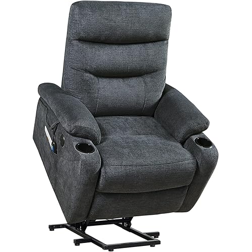 Electric Lift Recliner Massage Chair with Massage and Heating Function for Elderly, Extra Large and Wide Recliner with 3 Positions, USB Port, Cup Holder, High-Grade Fabric Recliner for Living Room
