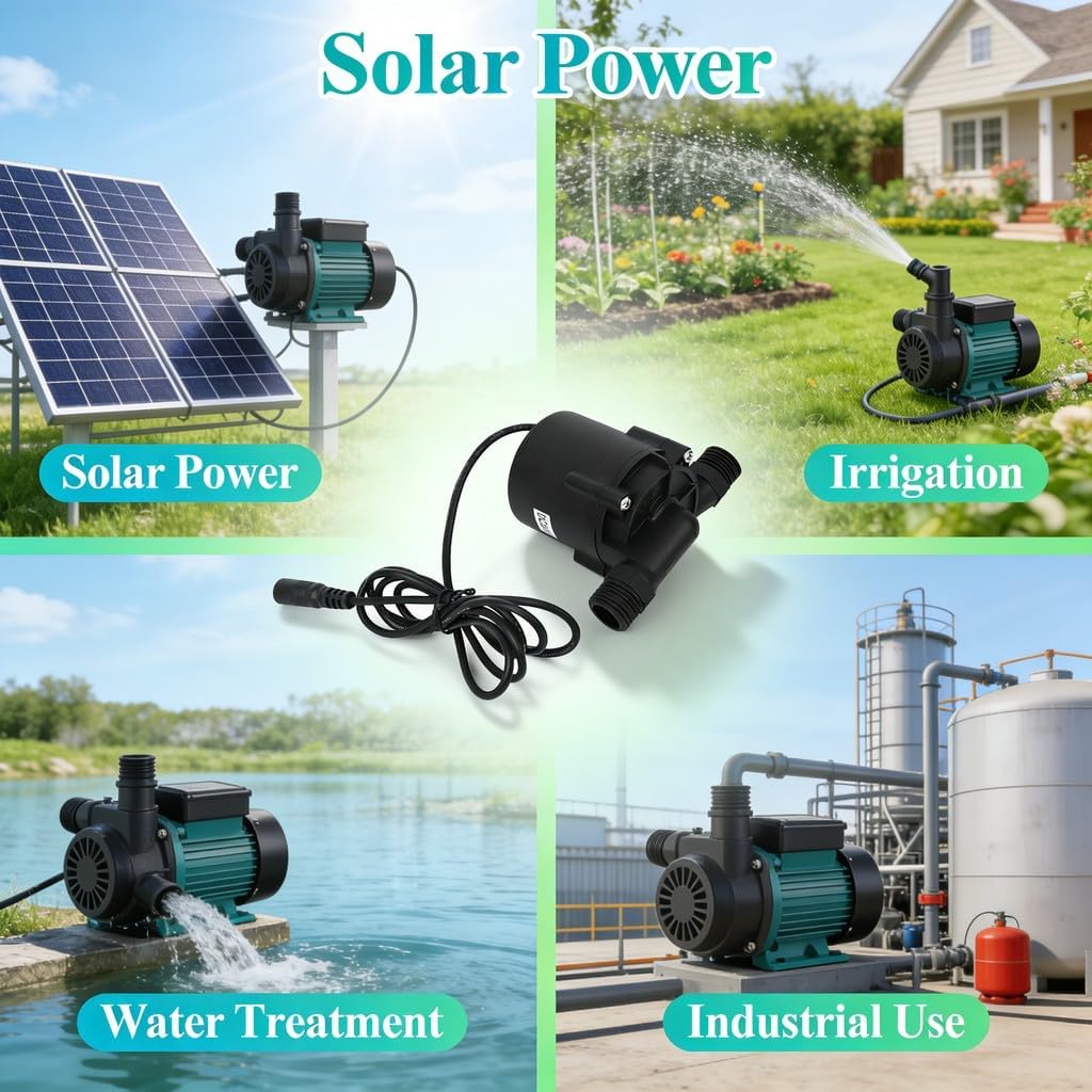 DC Brushless Water Pump G1 / 2, Submersible 24V 1500L / H, Ultra Quiet, High Pressure - Overcurrent Protection, PWM Speed Control, for Garden and Solar Use