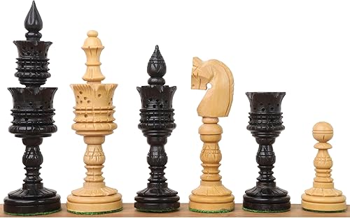 Miniatura 10 de RoyalChessMall - Juego de piezas de ajedrez talladas a mano en madera de rosa con capullo ponderado, altura King de 4.7 pulgadas