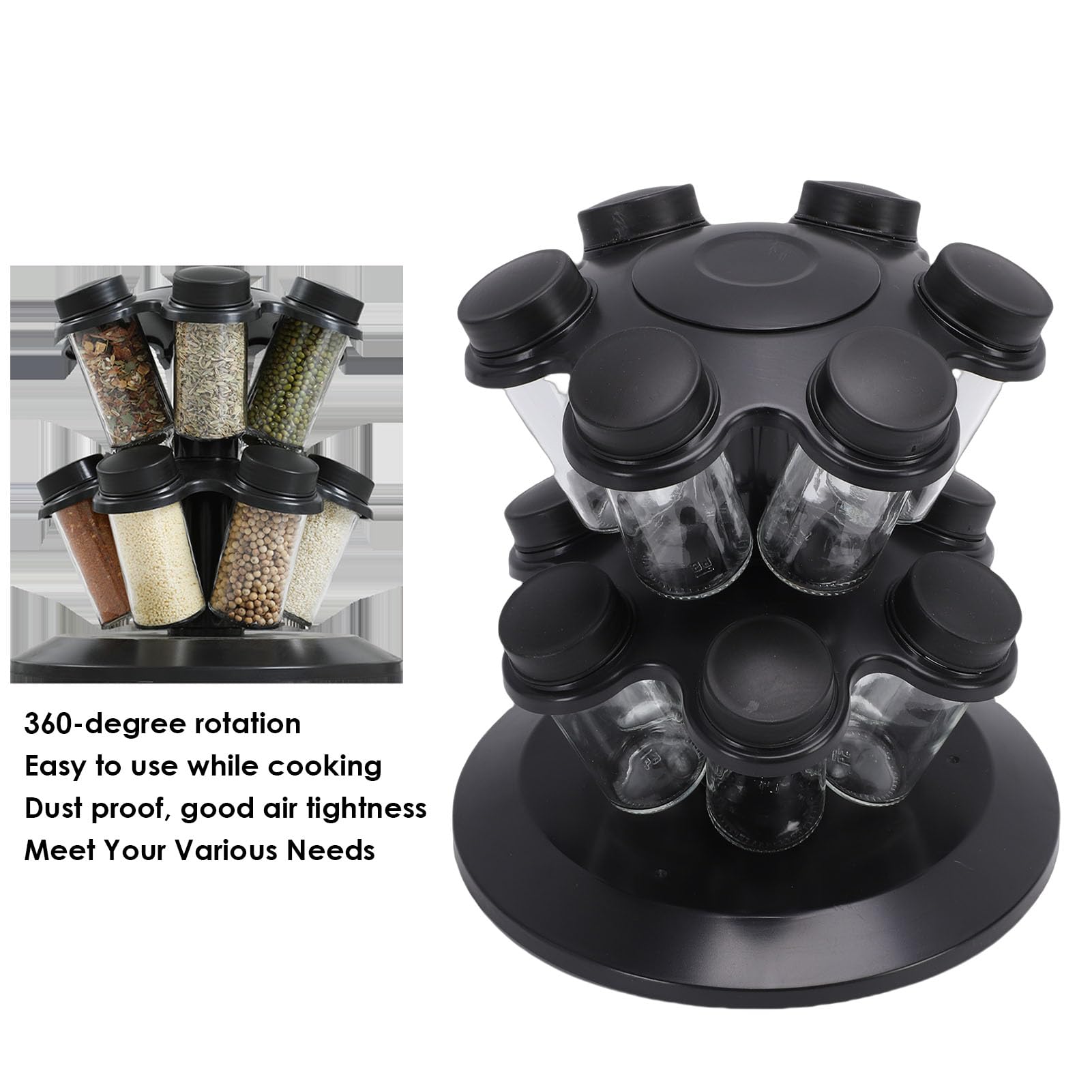 Bewinner Support Rotatif pour Pots D'Épices, Design à Rotation 360