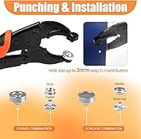 Vista 11 de NVAAV Juego de 60 herramientas de cierre a presión, botones de metal de 0.59 pulgadas + alicates resistentes para cuero, broches de cubierta