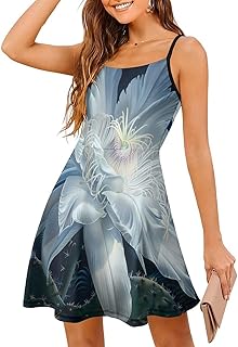 Epiphyllum - Vestido corto sin mangas para mujer, color blanco cactus