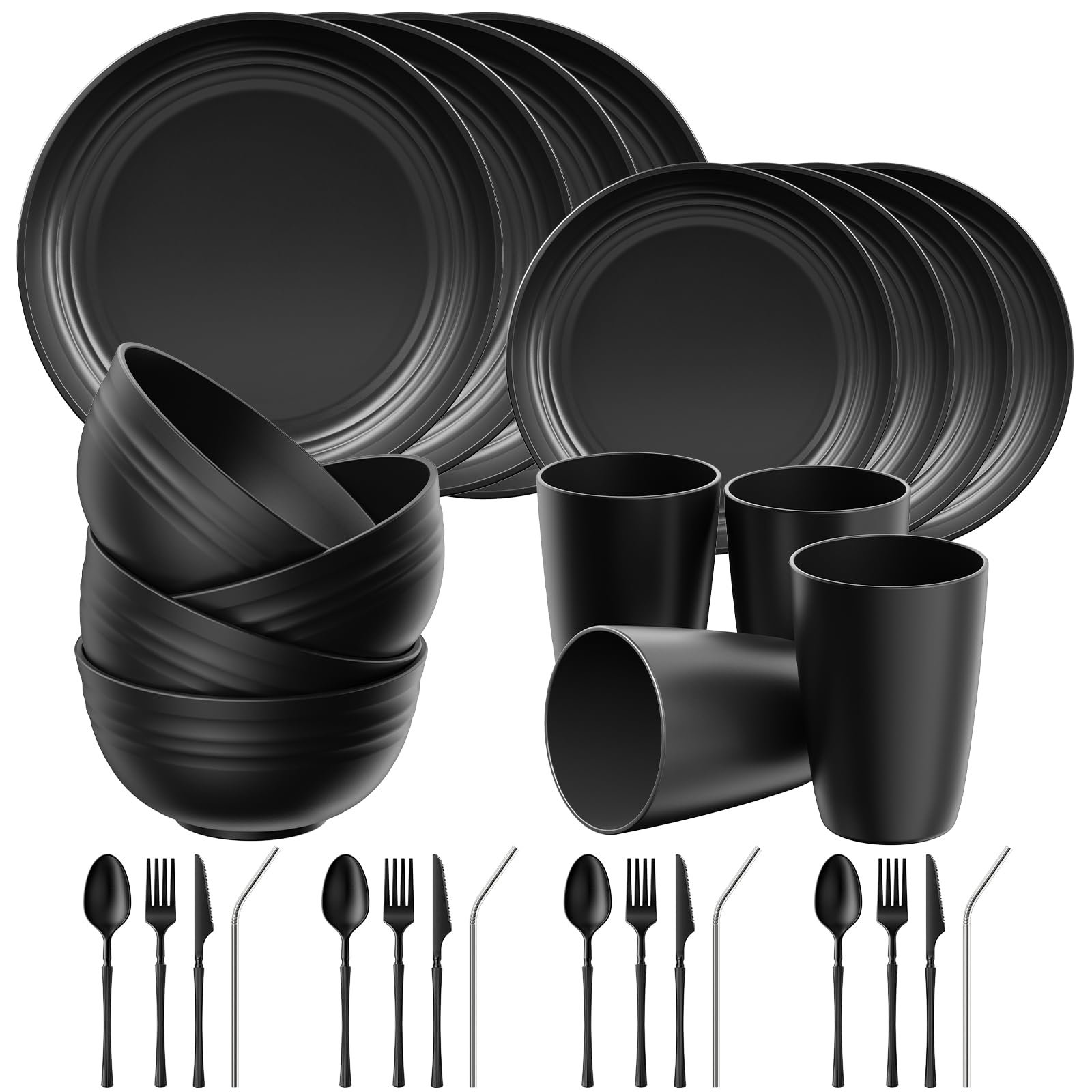 Quatish 64 Piece Dinnerware Set - Camping & Outdoors -10