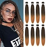 8 Pack Ombre Braiding Hair Pre Stretched - 26 100G/Pack Premium Pre Stretched Braiding Hair Extensions, Professional Itch Free Hot Water Setting Perm Yaki Texture Prestretched Hair(1B27)