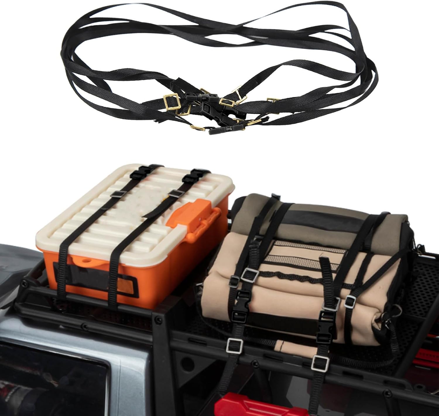 5PCS 1/10 RC Crawler Accessories, Black Length Adjustable Roof Rack Straps, 1/10 Scale Rc Accessories for Rc Cars