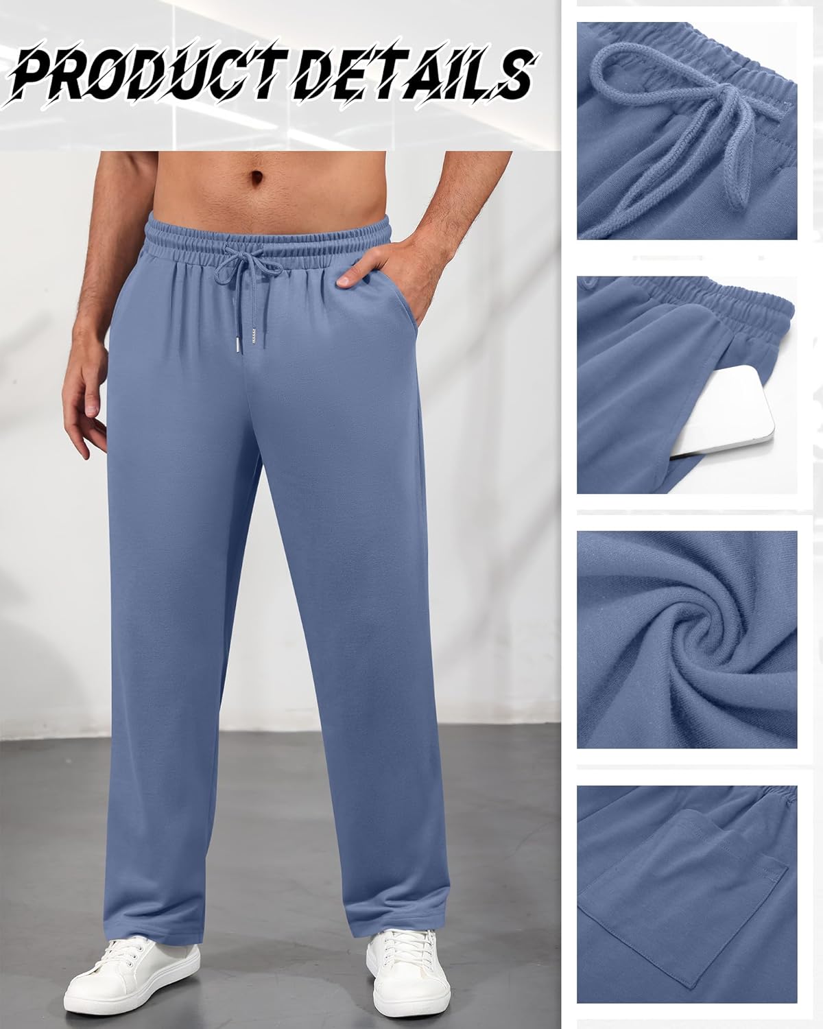 4 Pack Men's Big and Tall Sweatpants Thin Athletic Workout Joggers Baggy Lounge Drawstring Plus Pants with Pockets - Image 5