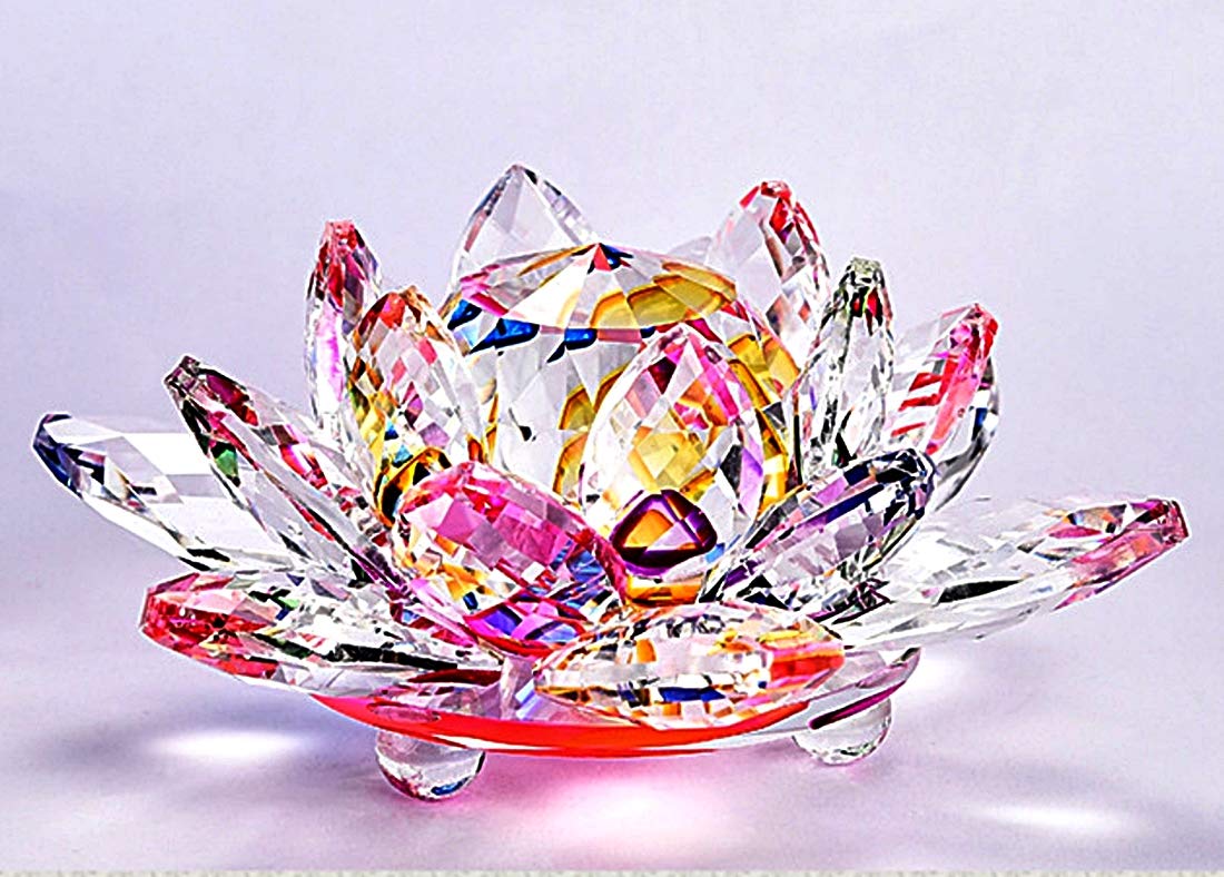 水晶　水蓮　クリスタル　置物　アート Amazon.co.jp: [TradeWind] クリスタルガラス 水晶玉 蓮の花