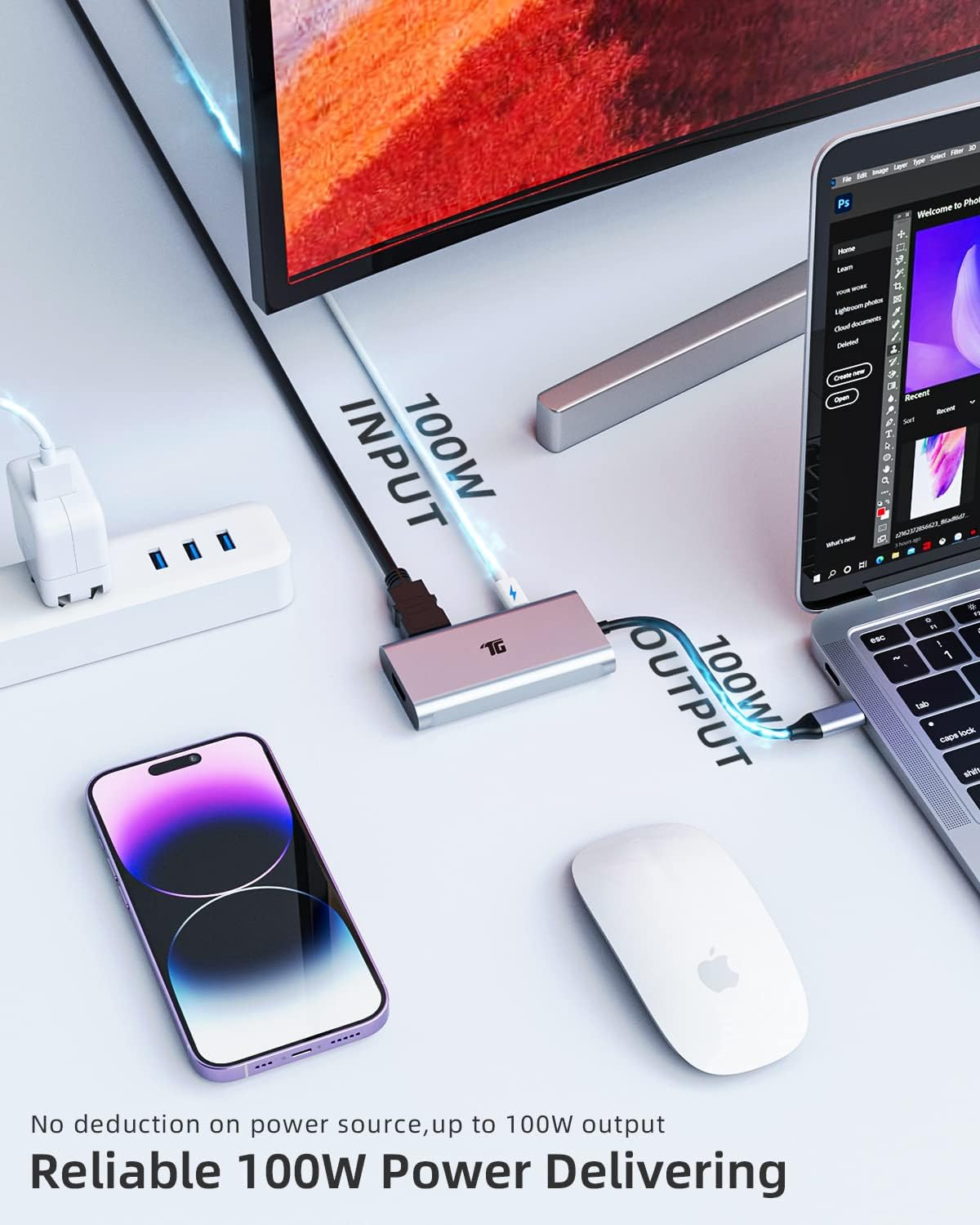 Tiergrade USB C to HDMI Adapter, 4-in-1Type C to Dual HDMI Adapter, Thunderbolt 3 Adapter with 2 HDMI Ports, 100W Power Delivery, USB 3.0 Port for MacBook Pro/Air, Pixelbook, XPS, Galaxy, and More