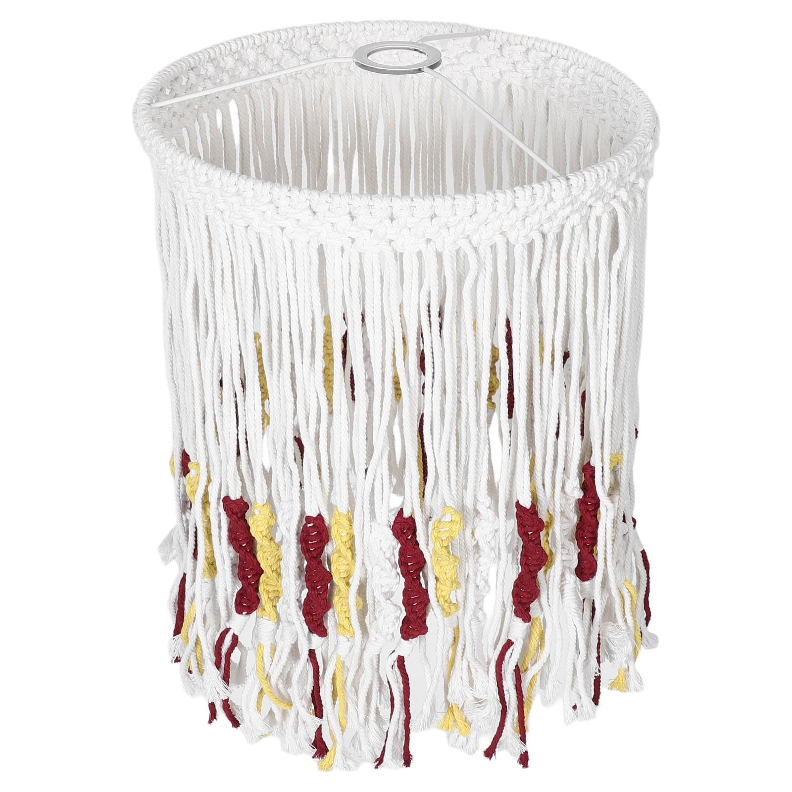 Hemobllo Paralume Boho in Cotone Intrecciato con Nappe, Lampada Sospensione Beige per Camera da Letto, Stile Rustico e Assemblaggio Facile