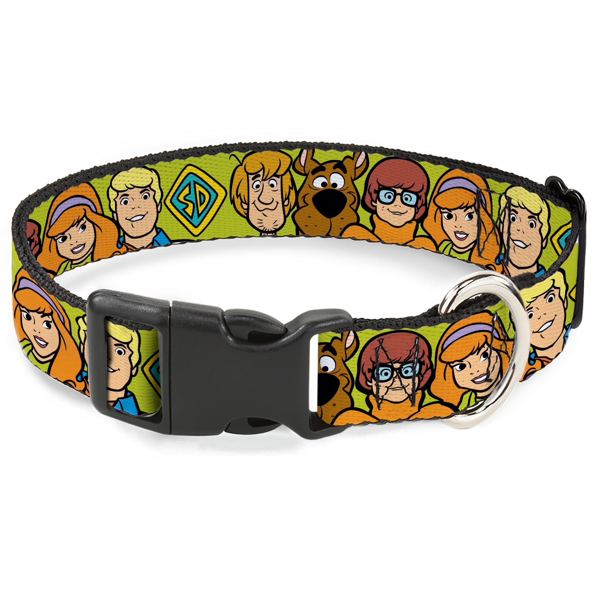 Collier pour chien Scooby Doo vert à grande boucle plastique et sangle large
