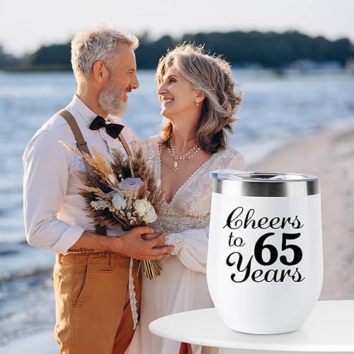 Miniatura 6 de Regalos de boda de 65 aniversario para parejas, regalos de matrimonio de 65 años para esposa, marido, padres, abuelos, paquete de 2 vasos de vino de