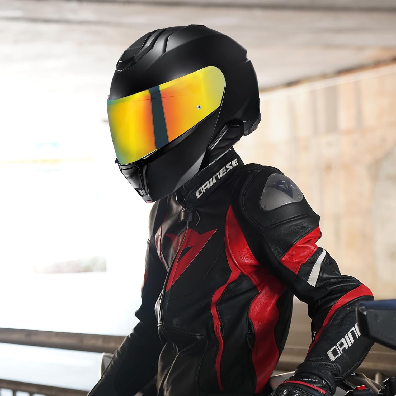 VCOROS I90 Helmet Shield Replacement, I90 Helmet Visor Shield Compatible with HJ-33 Helmet Accessories (Chrome Red)