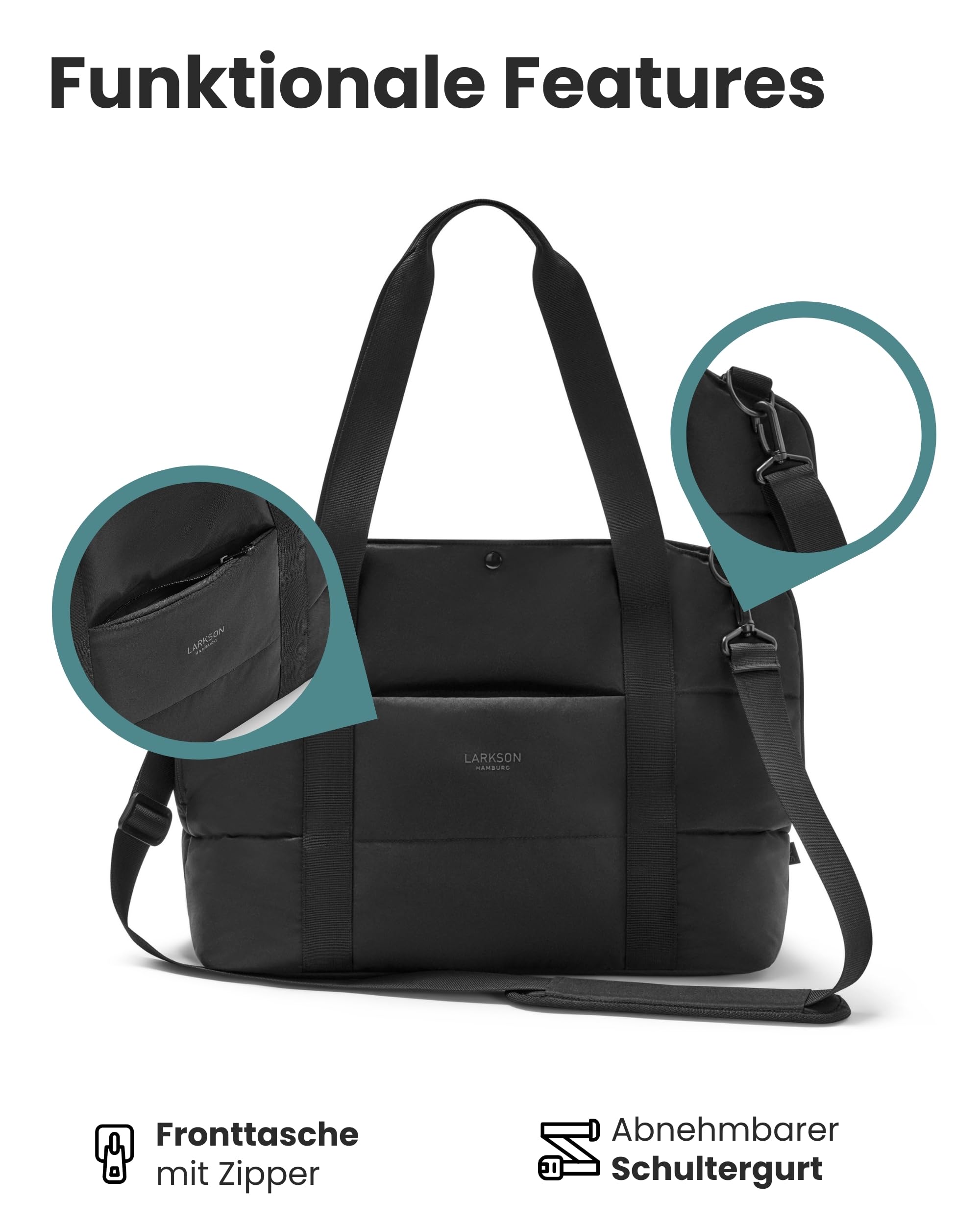 Larkson Hundetragetasche Schwarz - Frida - Aufklappbare Hundetasche für Kleine Hunde bis 10kg - Transporttasche für Hunde & Katzen - Unterwegs als Körbchen Nutzbar