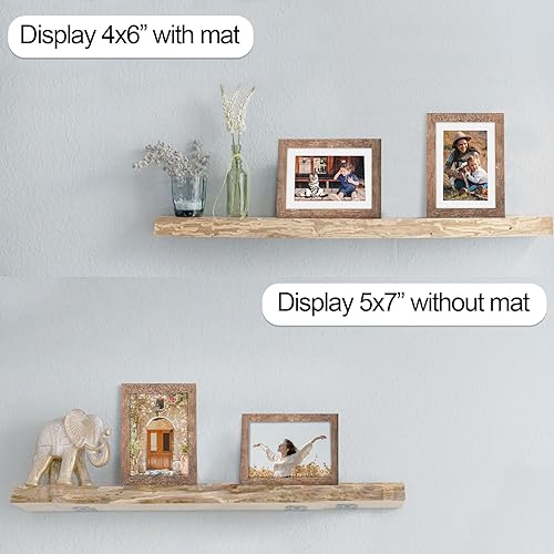 Miniatura 2 de Marcos de fotos de 5 x 7 pulgadas, color marrón con paspartú de 4 x 6 para pared y mesa