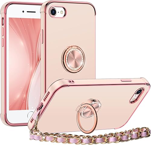Miniatura 7 de Miss Arts Funda para iPhone 8 Plus7 Plus, soporte de anillo de lujo galvanizado con correa, lindo TPU suave para iPhone 8 Plus7 Plus para mujeres y