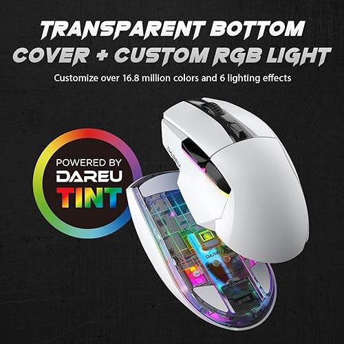 Miniatura 3 de DAREU Ratón inalámbrico para juegos A955 con base de carga RGB Ratón trimodo 2.4GUSB-CBT Ratón hasta 12K DPI Sensor óptico -Botones KBS II