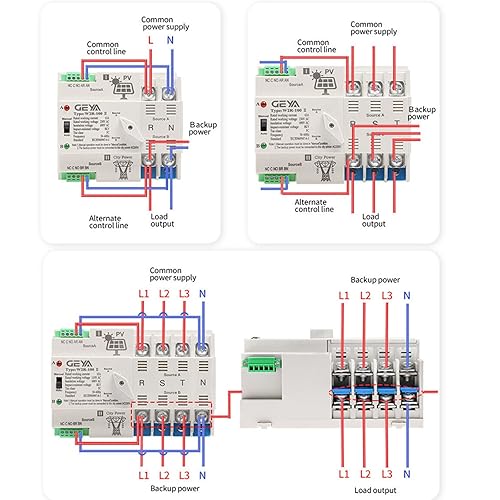 Miniatura 5 de Interruptor de transferencia automática de energía fotovolática en la red, riel DIN 3P, 100A, AC220V, ATS PV, sistema solar, generador de energía,