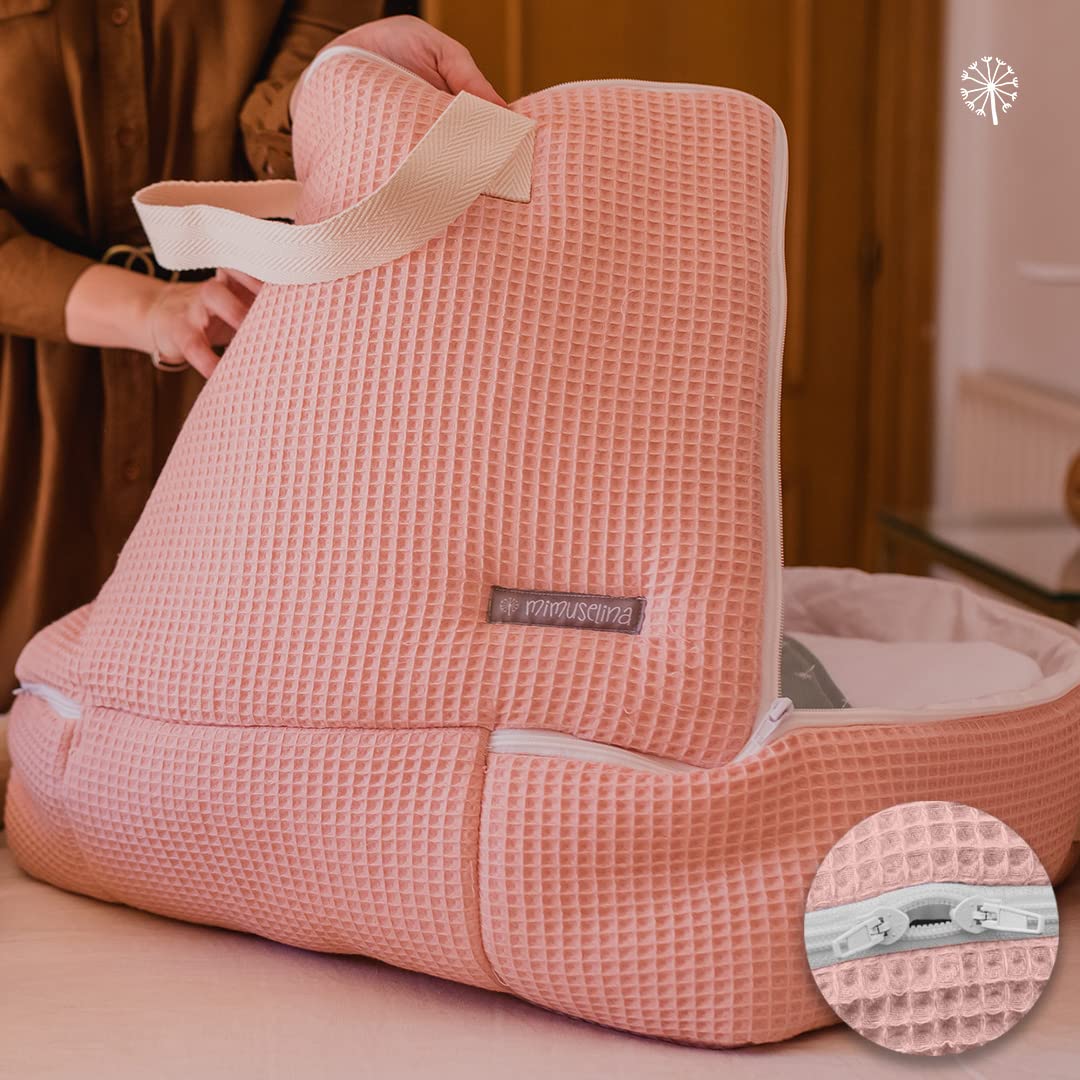 MIMUSELINA | Maleta Hospital Bebe | Tela para Nacimiento del Bebés | Bolso Maternidad | Maleta Bebe Hospital Recién Nacido Ideal también para Viaje y Fin de Semana Mediana (Rosa)