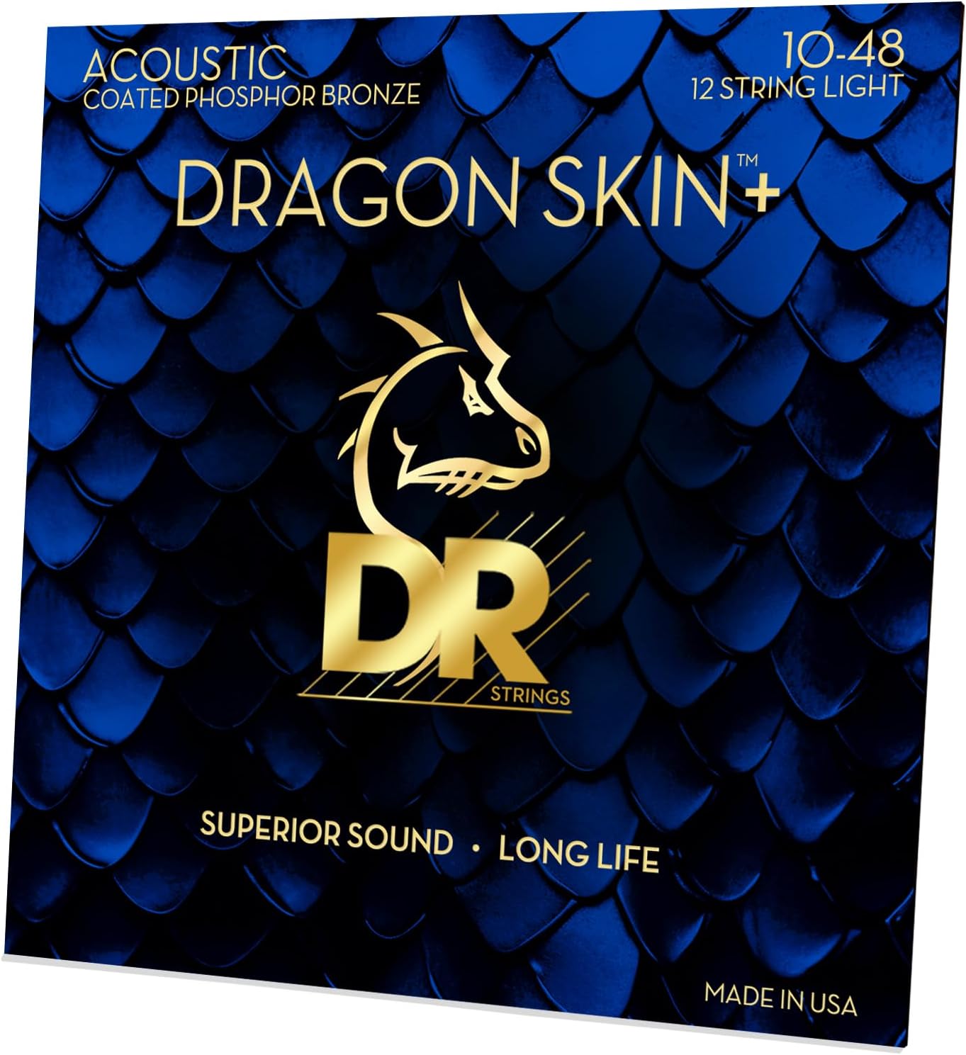 DRAGON SKIN+ - Coated Phosphor Bronze Acoustic Guitar 12 Strings – DAP-10/12 – Superior Sound with Comfortable Feel & Long Life: 12-String Light 10-48