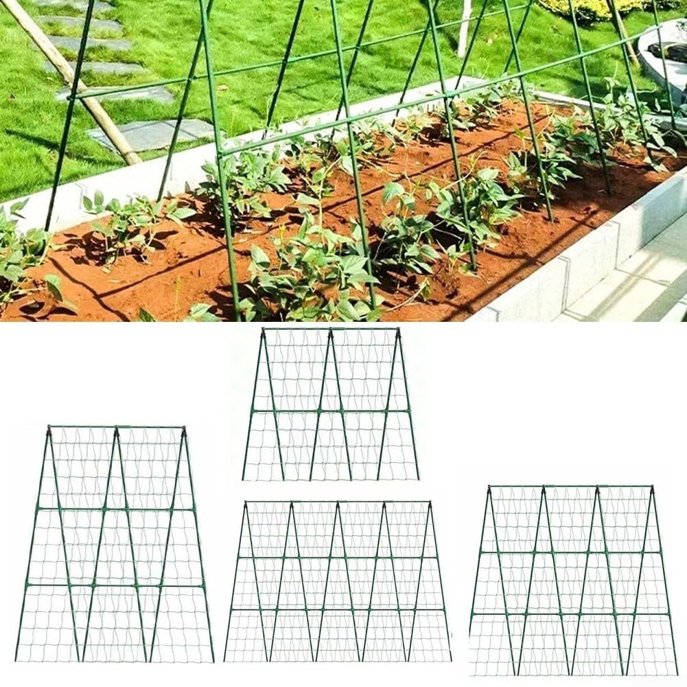 Enrejado de jardín de metal con marco en A, 120 cm, recubierto de PVC (120 | Diseño de marco en A, plantación de doble cara, mejor flujo de aire, luz solar para acceso, mayor rendimiento de cultivos