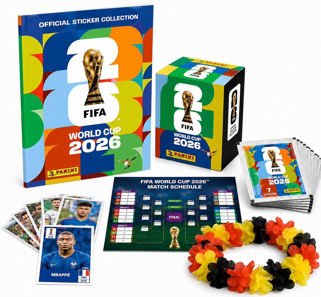 Panini Coupe du Monde 2026 Set Album et 10 Pochettes de Stickers de Football avec Calendrier