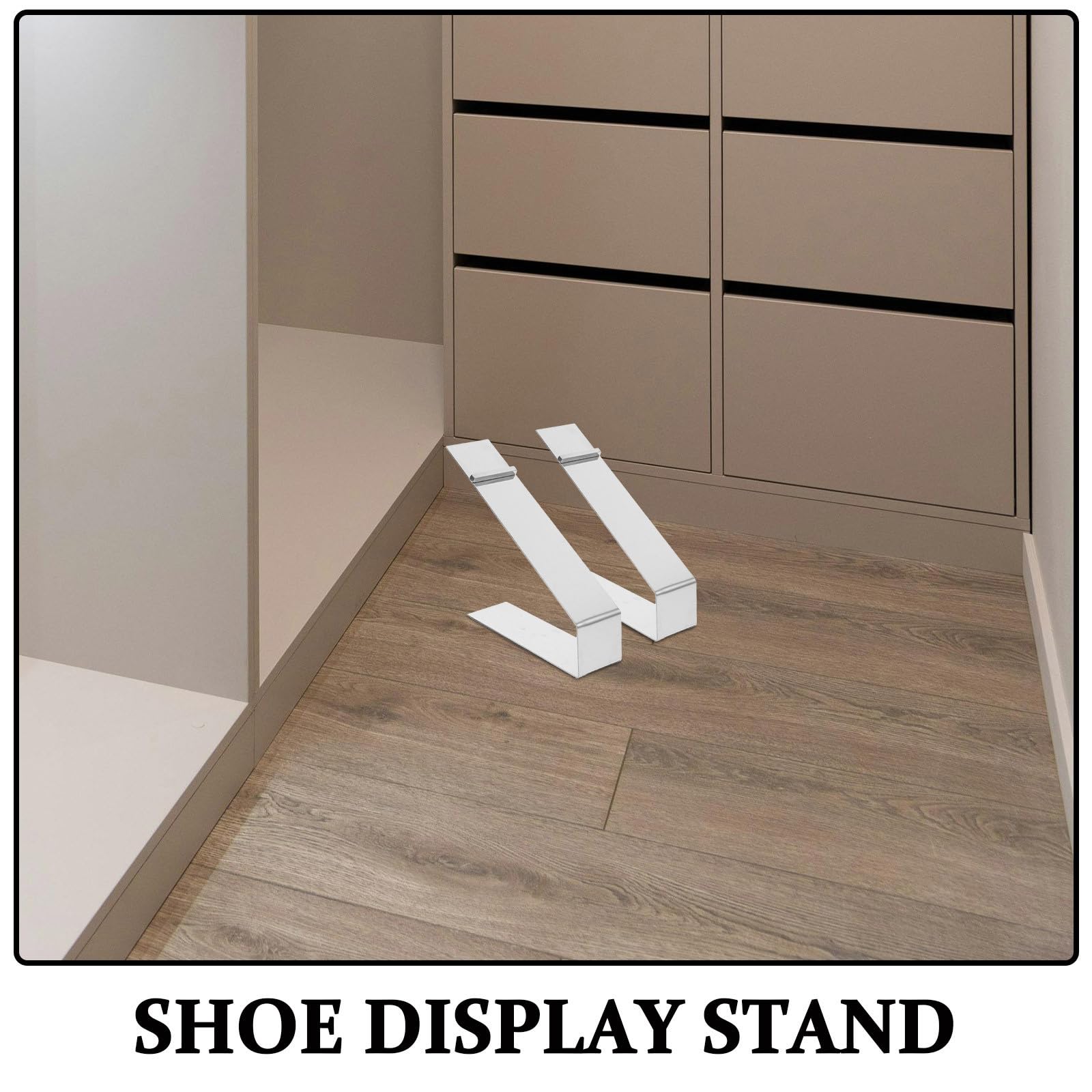 Espositore Scarpe in Acciaio Inossidabile Resistente alla Corrosione, Supporto Multifunzionale per Sandali e Scarpe Tacchi, Confezione da 4 Pezzi Argento per Vetrine e Negozi