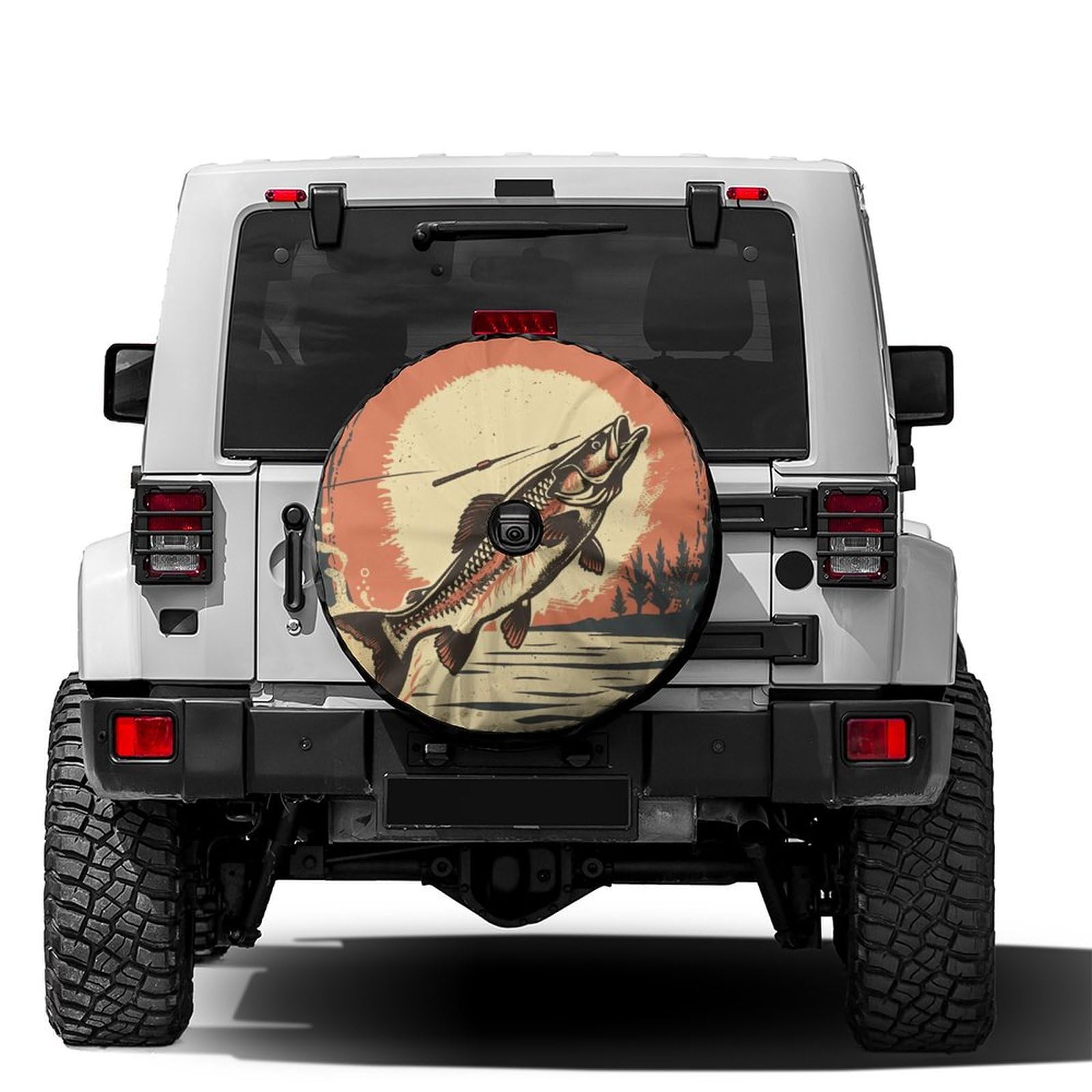 Dujiea Military Tactical Star Spare Tire Cover with Backup Camera Hole, Universal Wheel Tire Cover Tire Protectors for Jeep Trailer RV Van SUV Truck Camper and Many Vehicle 17inch — view 35