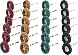 40 PCS 25 mm Abrasive Buffing wheel, Polishing accessories for Dremel Rotary Tools - Brown 80Grit /Green 150Grit /Red 240Grit /Black 300Grit, Scouring pad and Metal shank