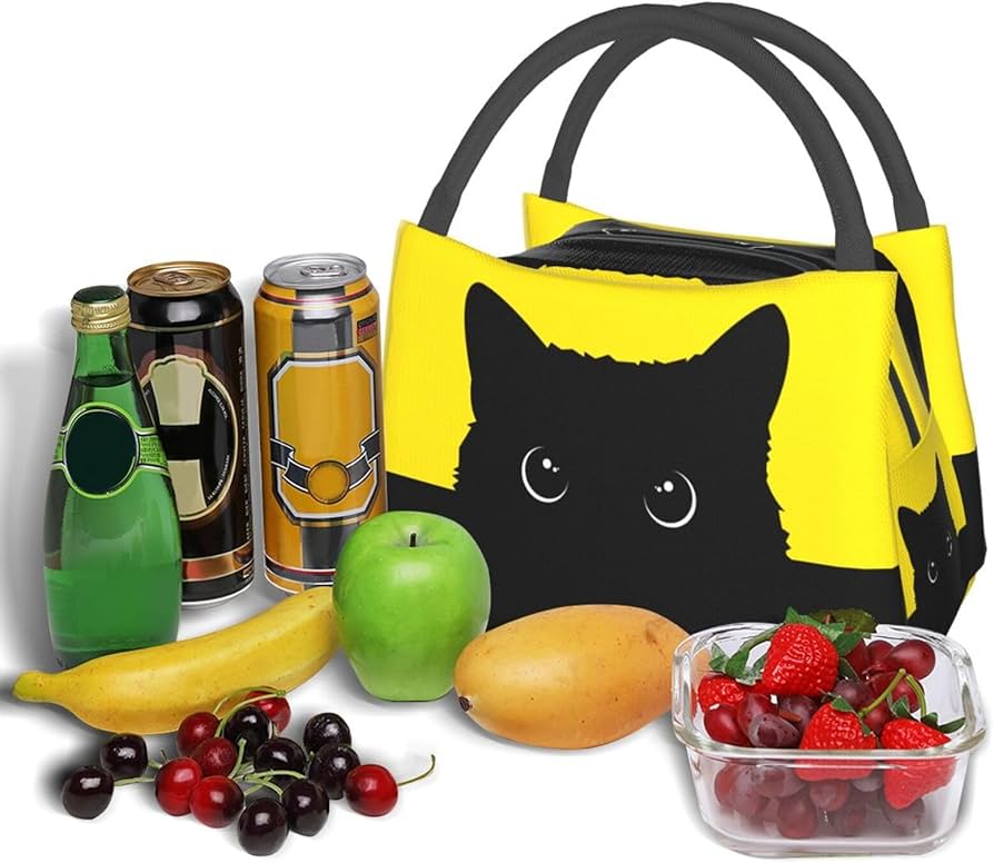 Amazon.co.jp: NEKKII面白い ねこ 黒猫 ネコ (1) 保冷 がま口 ランチ