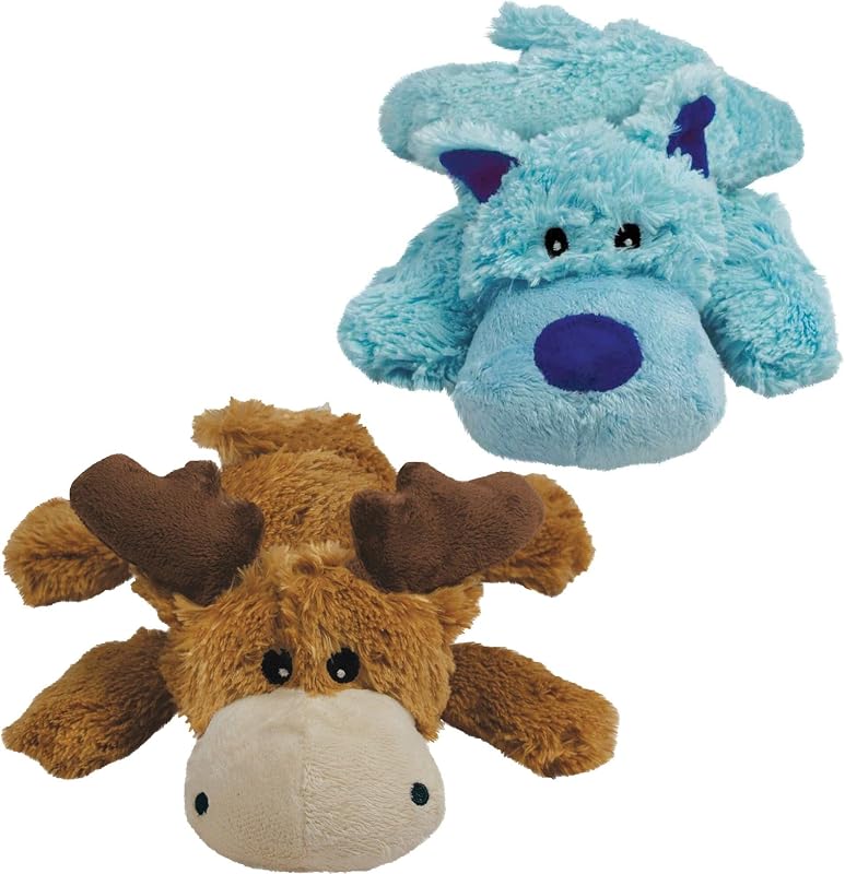 Cozie Marvin The Moose Plush Dog Toy and Medium Cozie Baily The Blue Dog Toy Bundle