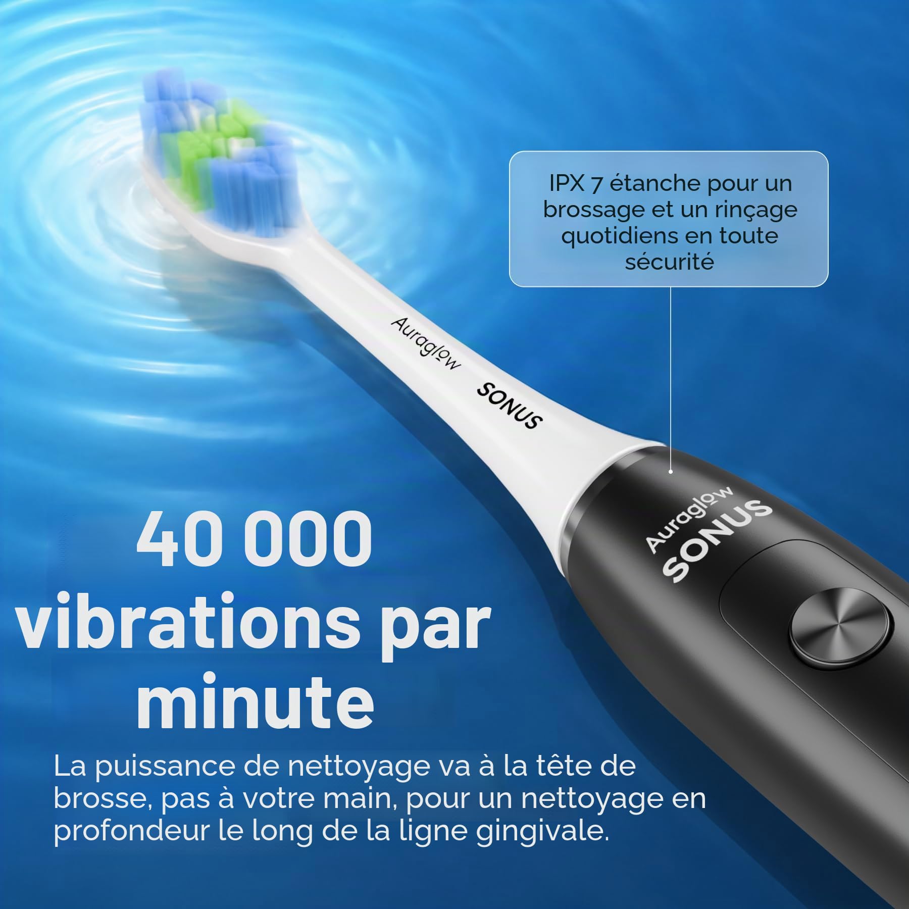 AURAGLOW Brosse à dents électrique