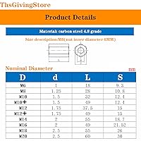 Vista 5 de 10 tuercas hexagonales M10-0.059 x 1.260 in de largo para varilla, 3 extensores de perno chapados en zinc, rosca hembra, ajuste recto, tuerca