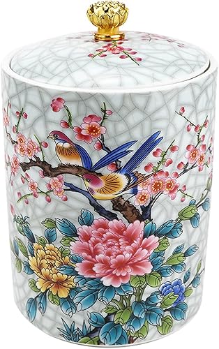 FERCAISH Tarro de cerámica para almacenamiento de alimentos, tarro de almacenamiento de té, organizador de cerámica para dulces con tapa hermética,