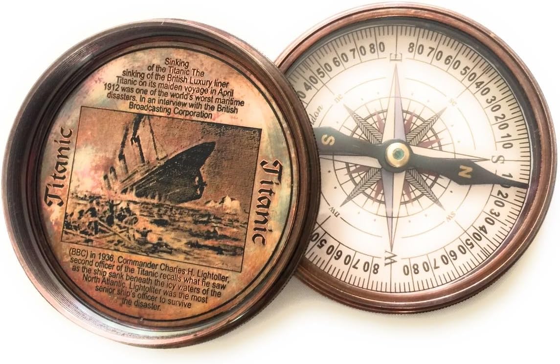 Christmas Gift Maritime Brass Antique Titanic Poem Compass