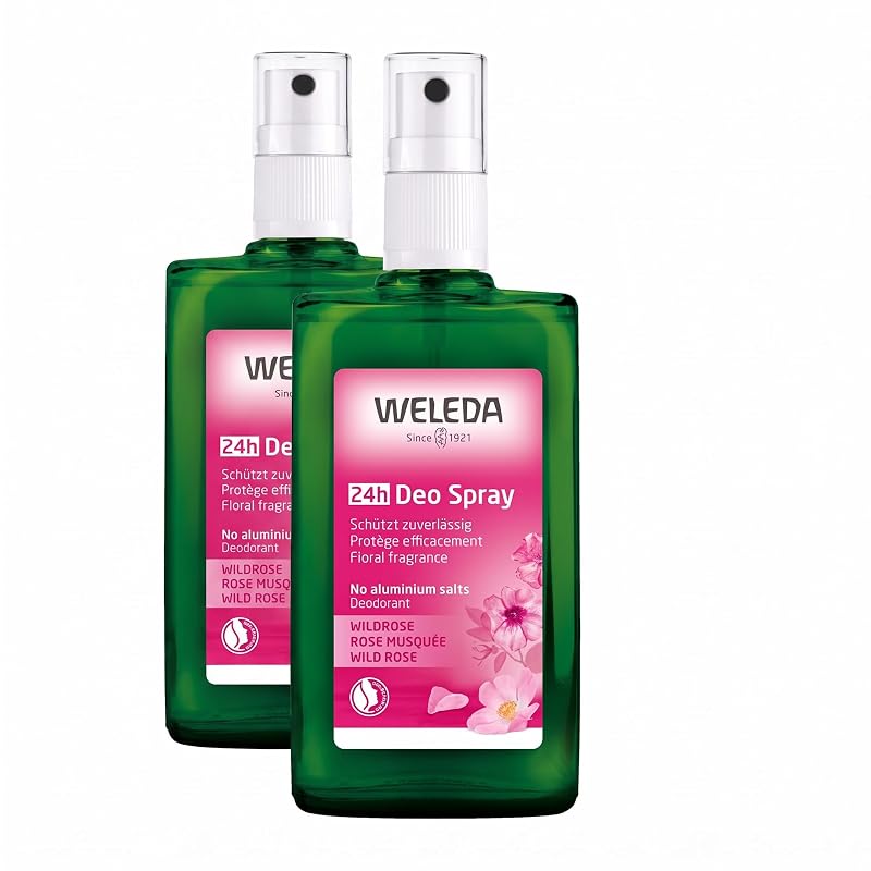 Desodorante em spray Weleda Wild Rose, 100 mL, pacote com 2