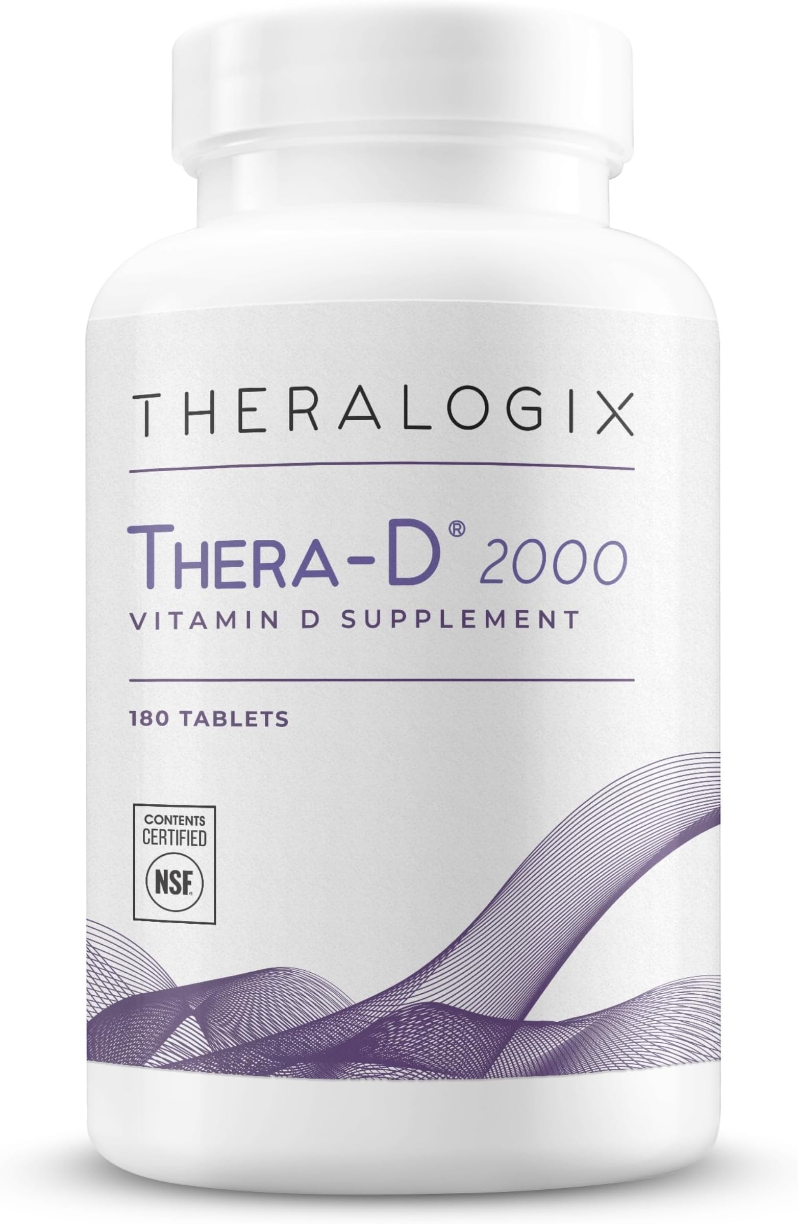 Thera-D 2000 Vitamin D Supplement - 2,000 IU (50 mcg) Vitamin D3 Tablets - 180-Day Supply - Immune Support Supplement for Women & Men - Aids Bone & Heart Health - NSF Certified -180 Tablets