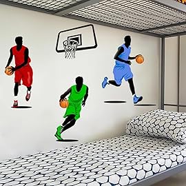 3D Basketball Player Wall Decals Decors for Boys Room,Basketball Slam Dunk Wall Decor for Boys Bedroom