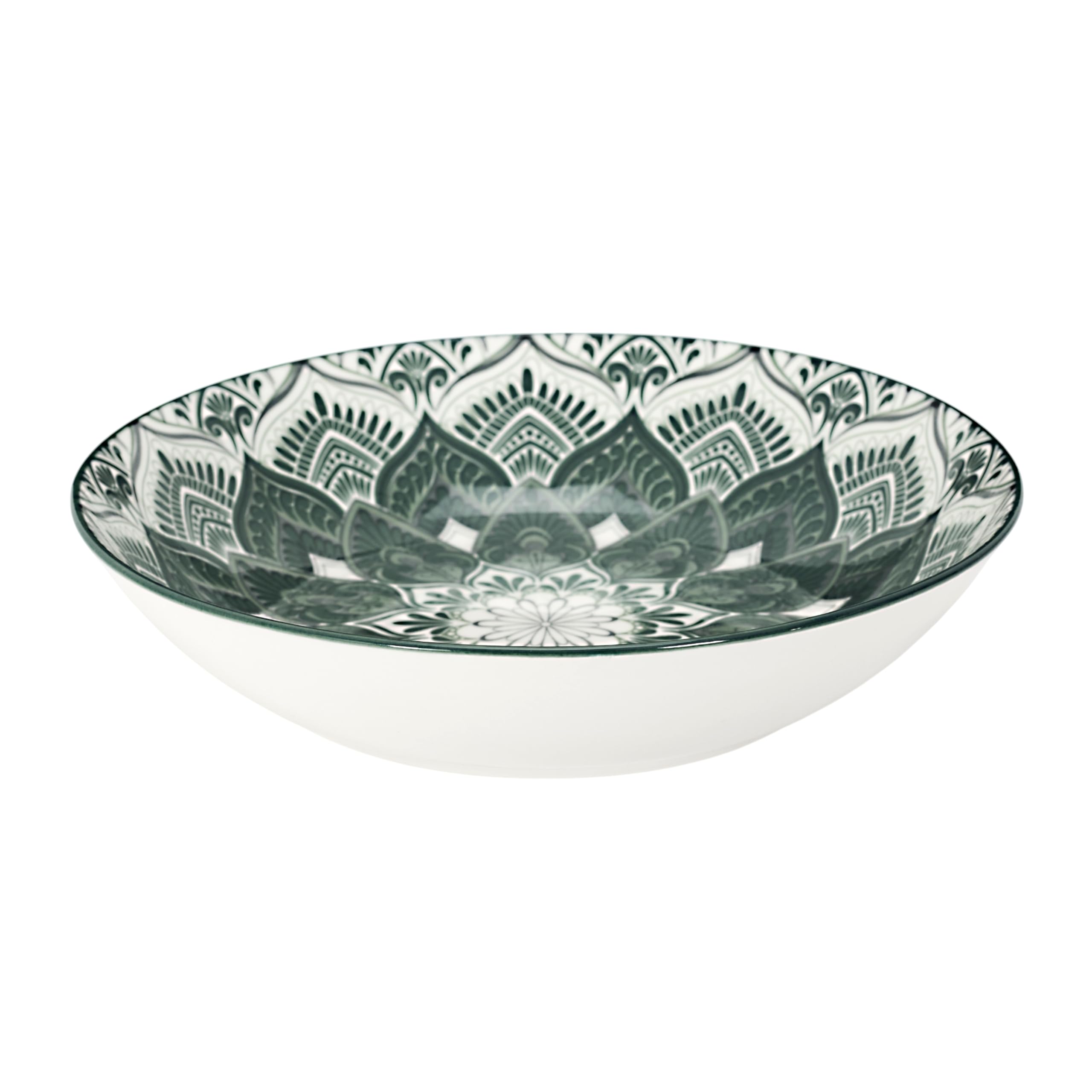 HOME DECO FACTORY - KA0665, Juego de Vajilla 12 Piezas Mandala Verde, Diseño Elegante y Duradero, Todas Las Ocasiones, Fácil de Mantener, Tamaño: 12 Piezas, Color: Verde