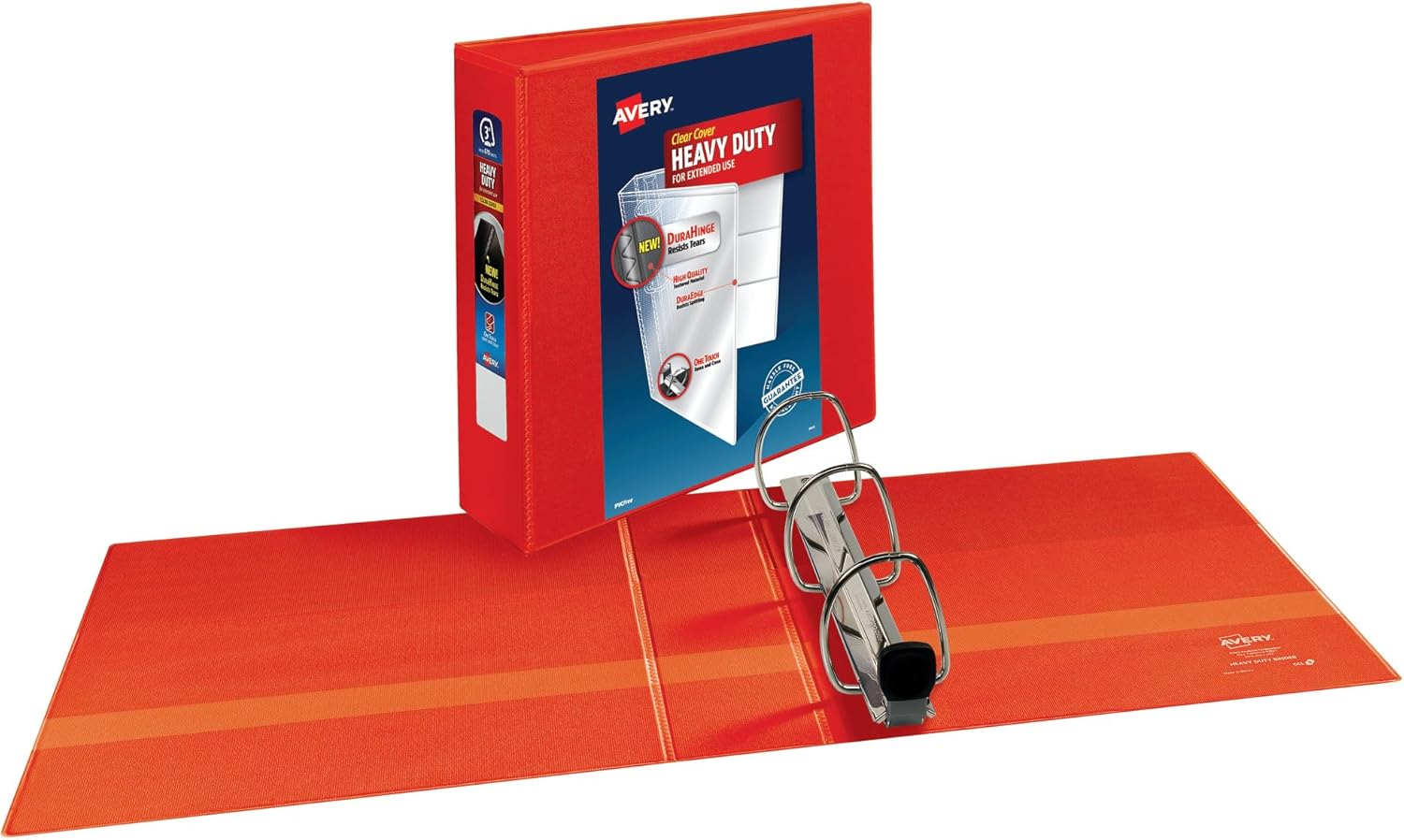Avery Heavy Duty View 3 Ring Binder, 3" One Touch EZD Ring, 4 Red Binders (79325)