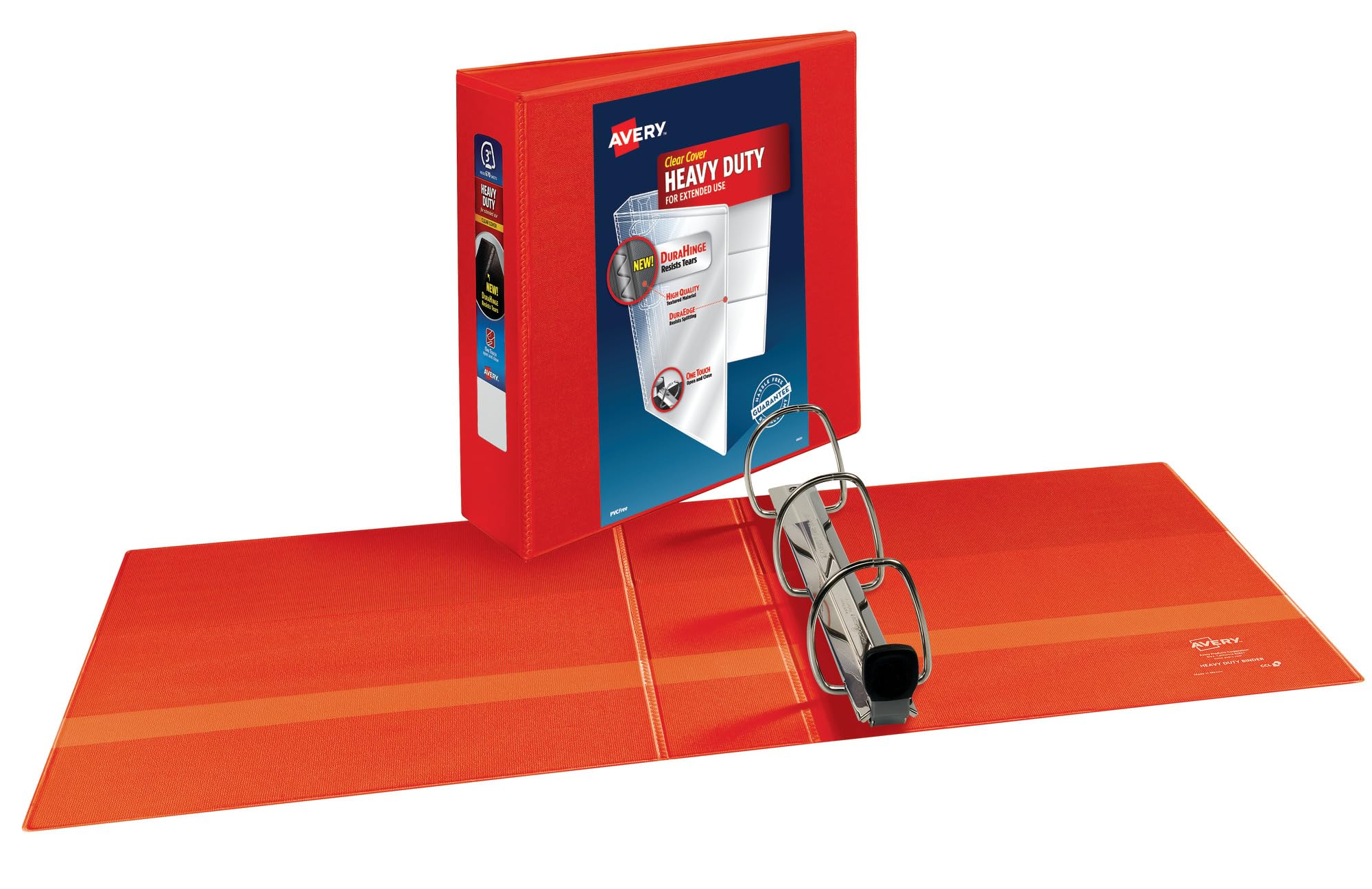 Avery Lot de 2 classeurs robustes à 3 anneaux, anneaux EZD de 7,6 cm, lot de 2 classeurs rouges (39701)