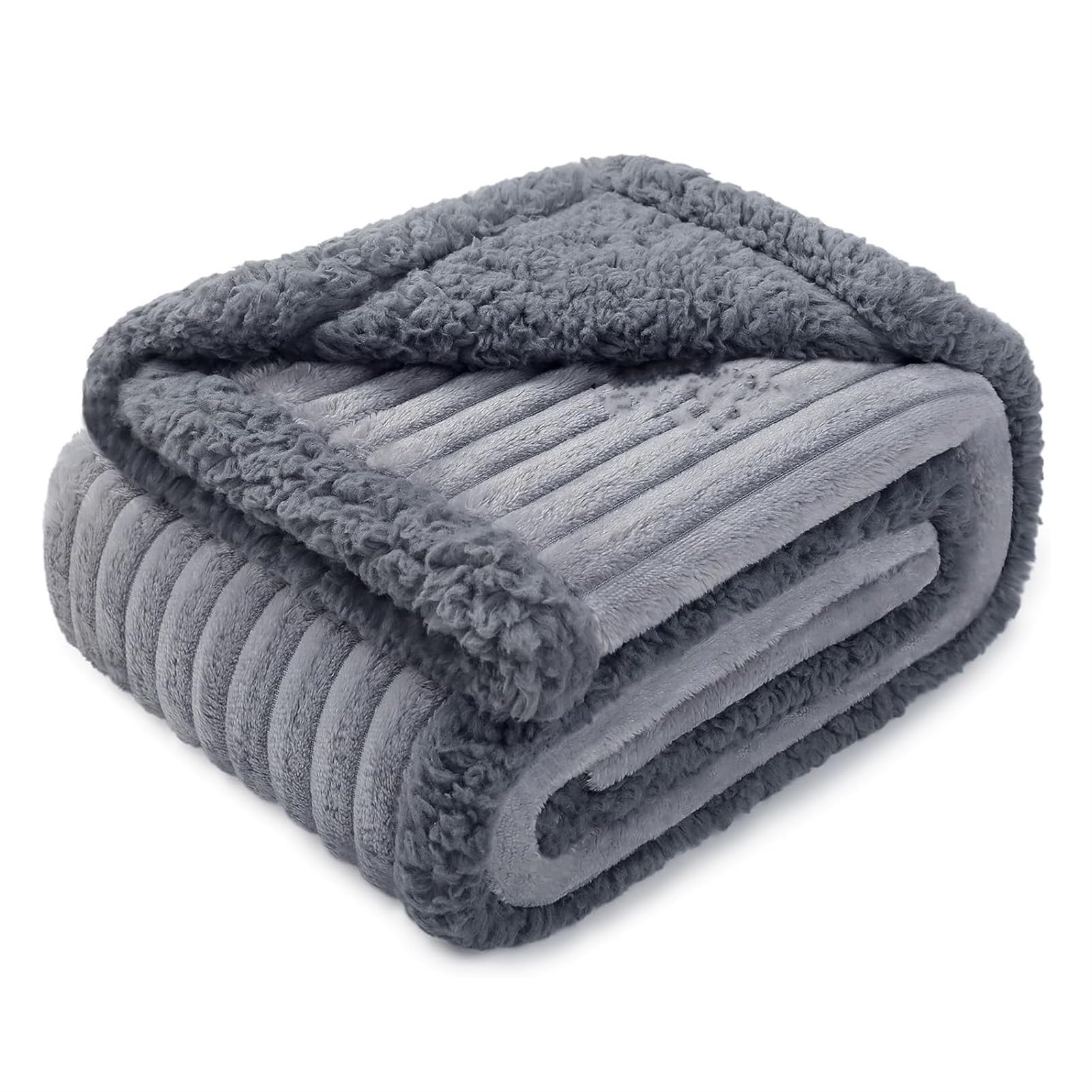 Manta impermeable reversible para mascotas para perros y gatos, manta de felpa suave para interiores, lavable, cama, sofá, coche, funda protectora gris, 145 x 216 cm