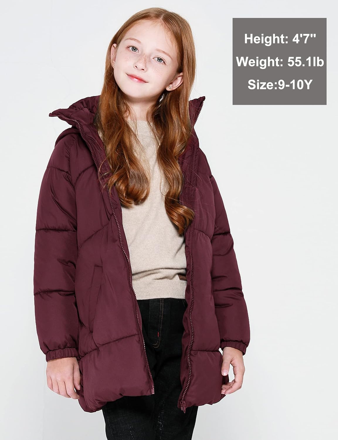 maoo garden Girls Winter Long Puffer Lightweight Coat Thick Padded Soft Fleece Jacket with Hood - Image 3