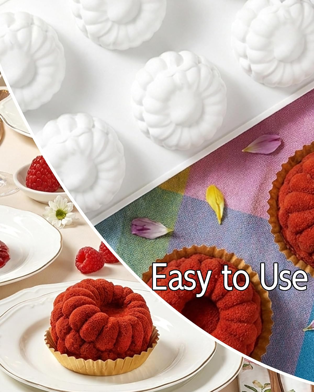 6 Cavity Blueberry Silicone Molds for Mousse Cake, Fruit Mold for Baking