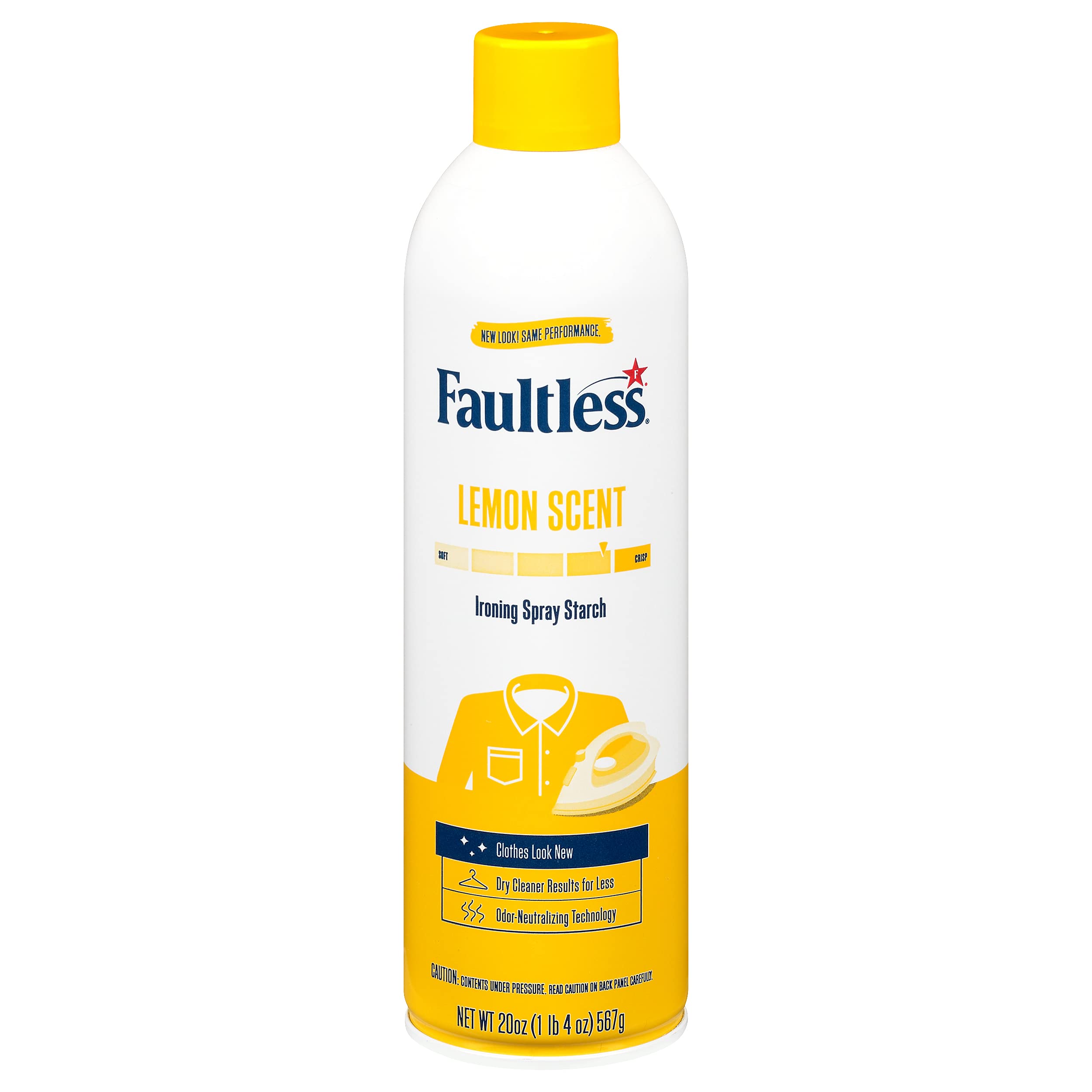 Faultless Lemon Fresh Ironing Spray Starch 567g, Gives Stiff and Crisp Finish, Wrinkle-Free, Dry Cleaner Results at Home, Odor-Neutralizing, Easy Iron Aid, Imported from USA