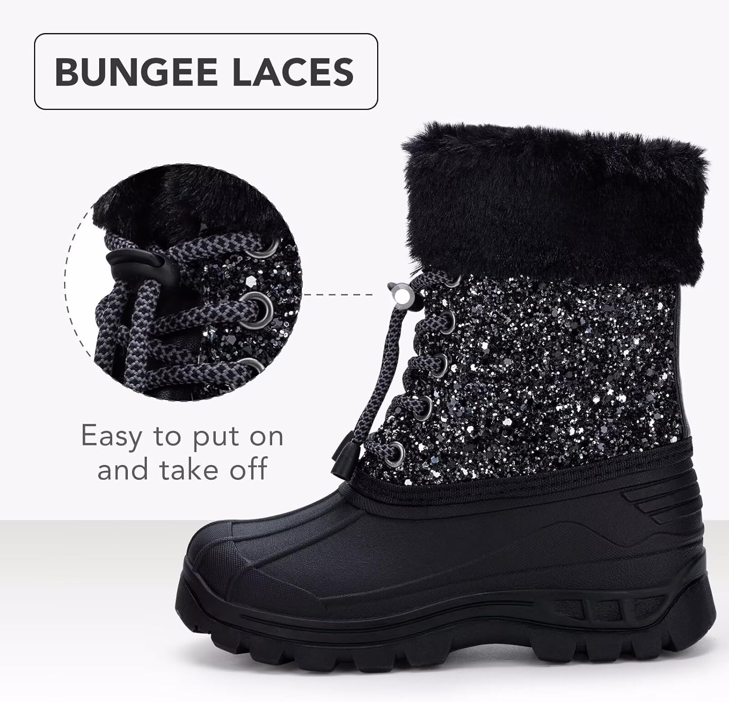 EUXTERPA Kids Winter Boots Girls Boys Warm Snow Boots Children Outdoor Waterproof Boots