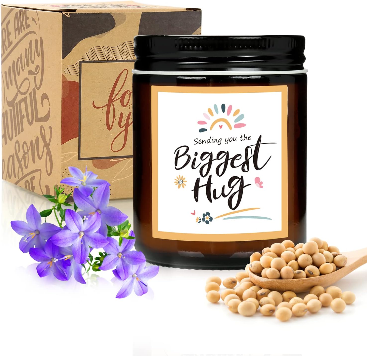 Sending You The Biggest Hug Bluebell Scented Candles Set, Novelty Birthday Retirement Friendship
