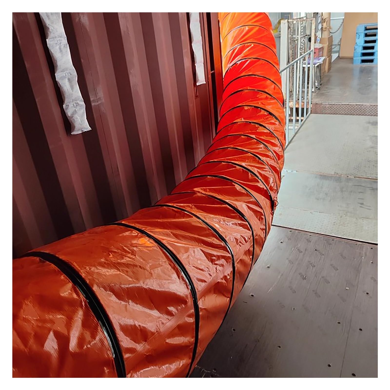 Gaine ventilation PVC orange contre l'air stagnant des tunnels et chantiers