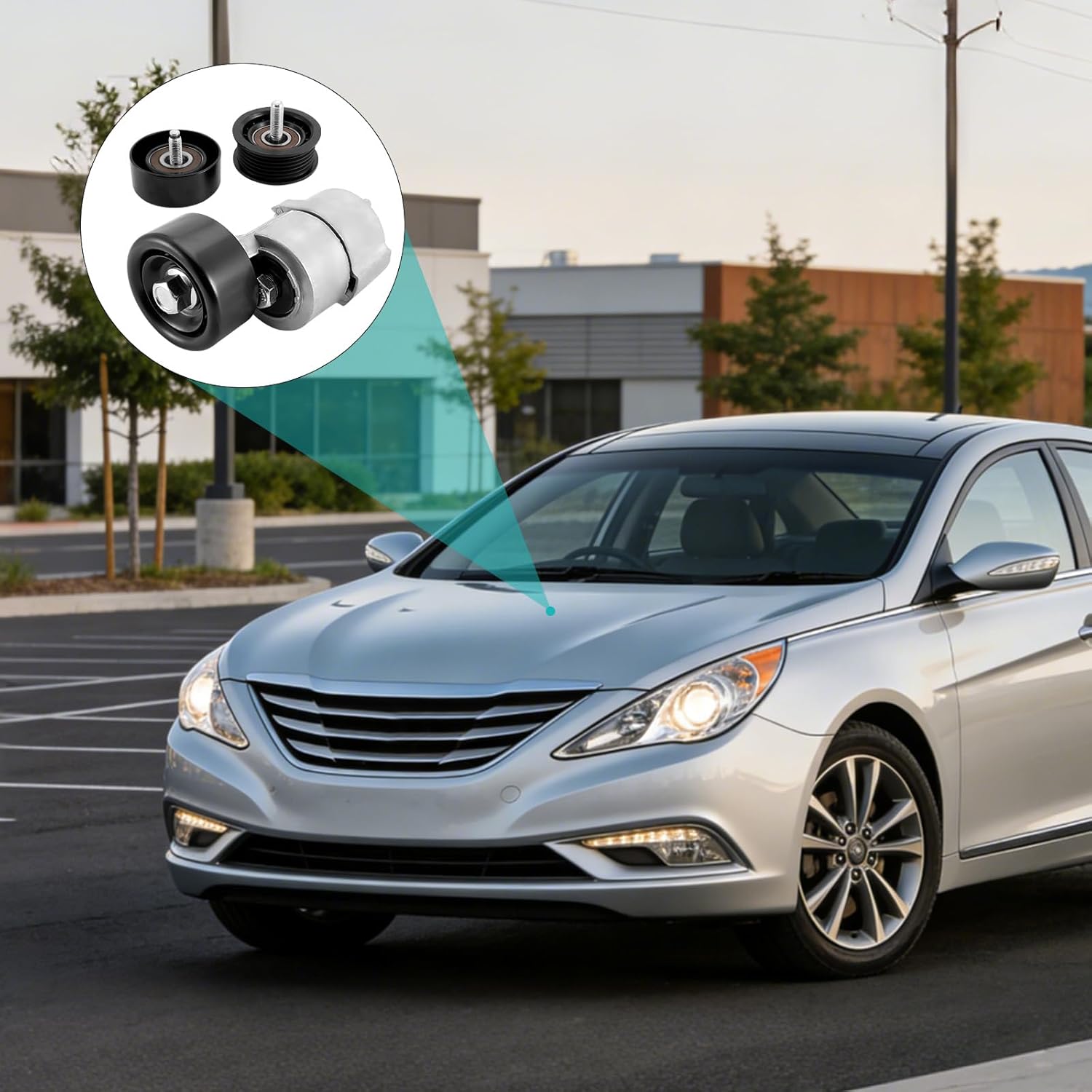 2528125000 Serpentine Belt Drive Kit with Tensioner (2.0L 2.4L) For Kia Forte 2010-2013,Optima 2006-2015,For Hyundai Santa Fe 2010-2012,Sonata 2006-2014,Tucson 2010-2014 39071 252122G760